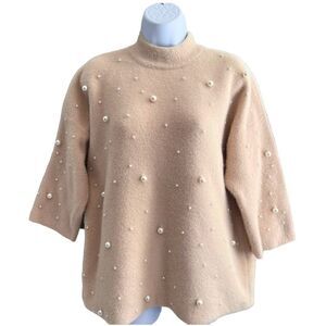ALFANI Scattered Imitation-Pearl Sweater Size L